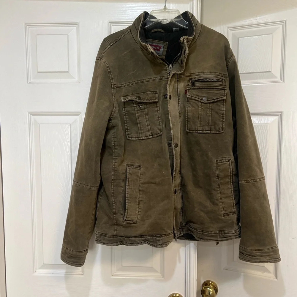 Levi’s Canvas Jacket Coat Mens XL Khaki Utility Military Workwear Chore gorpcore